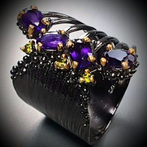 Genuine amethyst 925 sterling silver ring sz 7.5 nwot